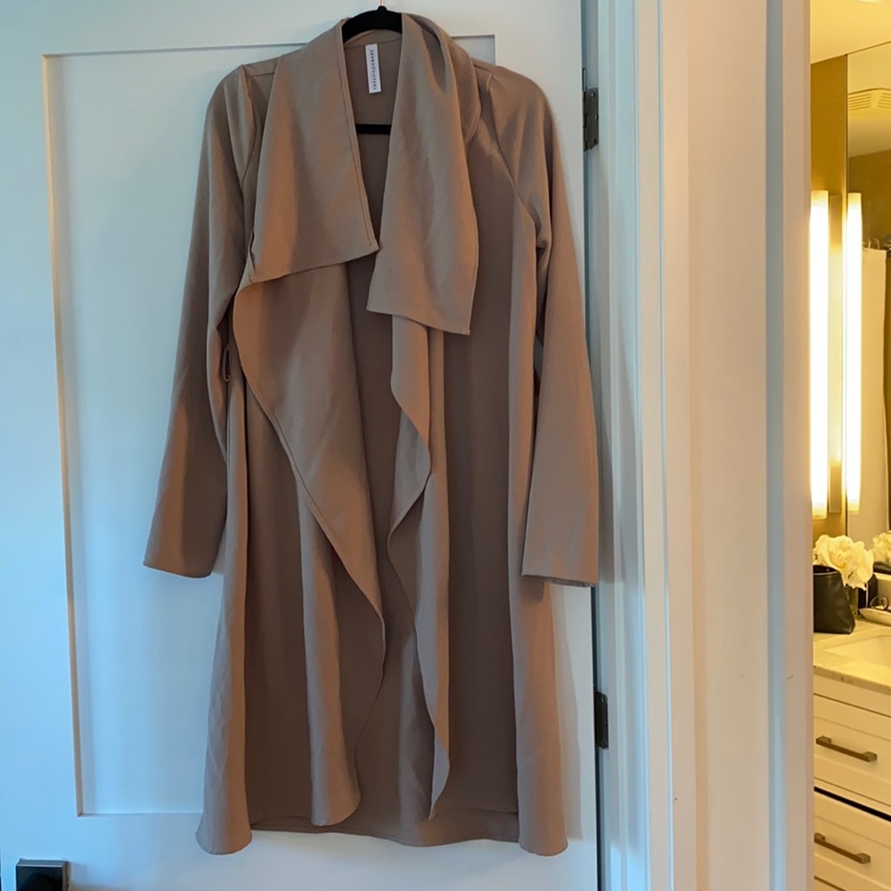 Beige dress over coat